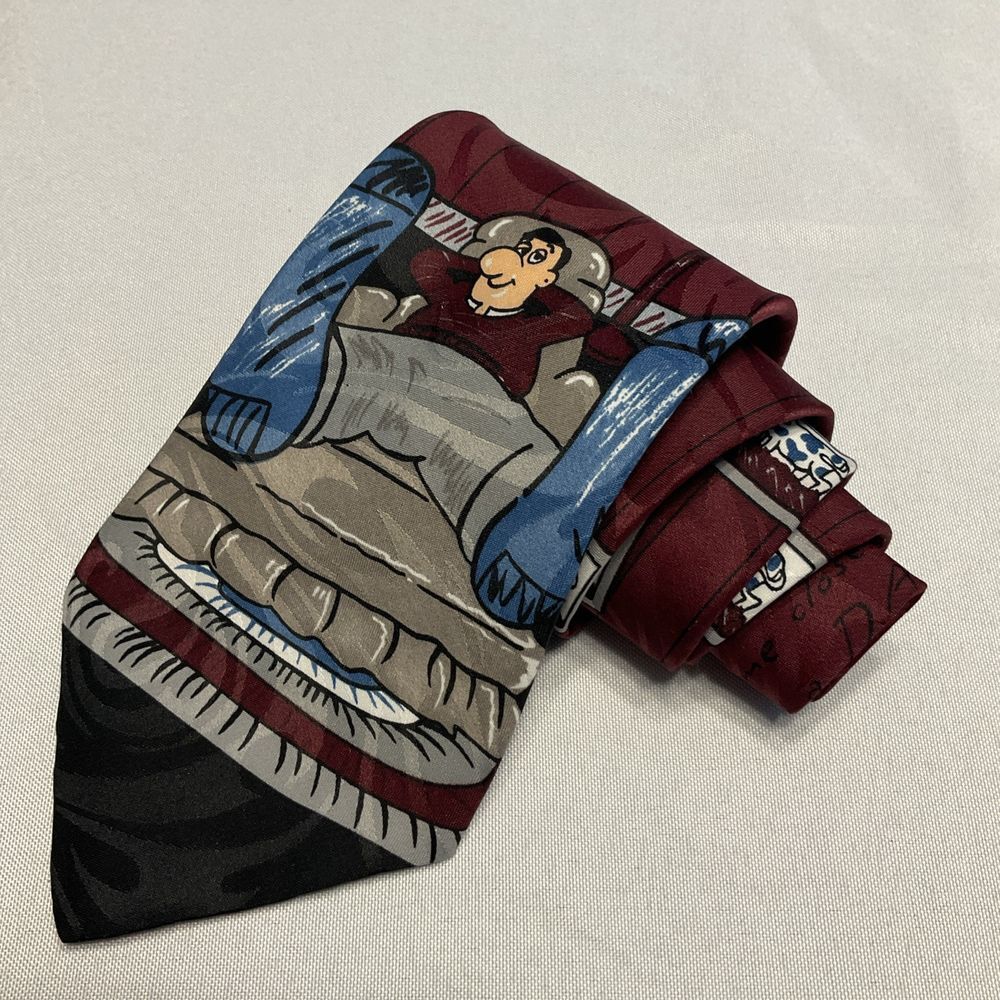 NOVEL TIES COUCH POTATO Dad Resting ART Father's Day Necktie Best Dad Maroon